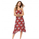 Red Women's summer in the new department of cultivate one's morality with printed long dress
