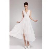 Summer new deep v-neck irregular chiffon skirt high-waisted dress