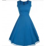 Sky blue  Buenos Ninos Women's 1950s V Neck Vintage Cut Out Retro Party Cocktail Dresses