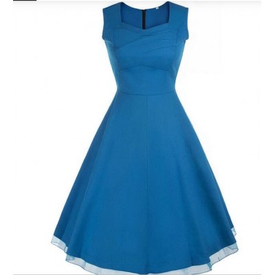 Sky blue  Buenos Ninos Women's 1950s V Neck Vintage Cut Out Retro Party Cocktail Dresses