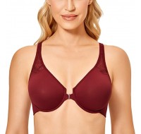 Dark Rust DELIMIRA Women's Unlined Racerback Bra Seamless Underwire Front Closure Bras