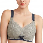 Dress Blues AILIVIN 32-42(B-DDD) Lightly Latex Lined Cup Wirefree Unpadded Full Coverage Plus Size Minimizer Bra Dress Blues AILIVIN 32-42(B-DDD) Lightly Latex Lined Cup Wirefree Unpadded Full Coverage Plus Size Minimizer Bra