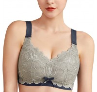 Dress Blues AILIVIN 32-42(B-DDD) Lightly Latex Lined Cup Wirefree Unpadded Full Coverage Plus Size Minimizer Bra